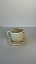 Cream Heart Talavera Mug and Plate Set