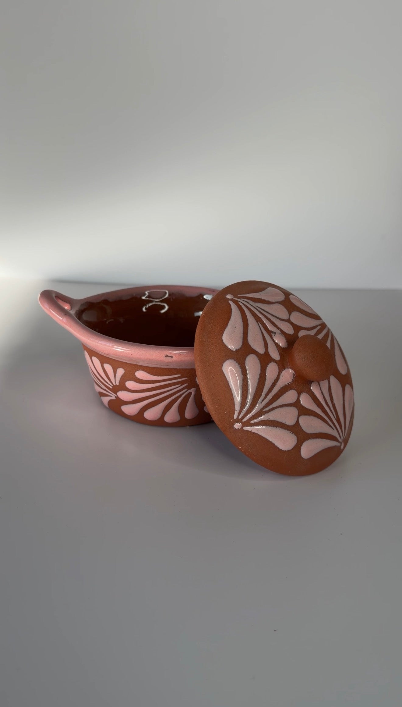 Authentic Mexican Pink Talavera Cazuelita with Lid